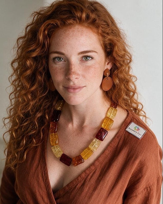 Collana Maxi in Pasta di Ambra Rettangolare