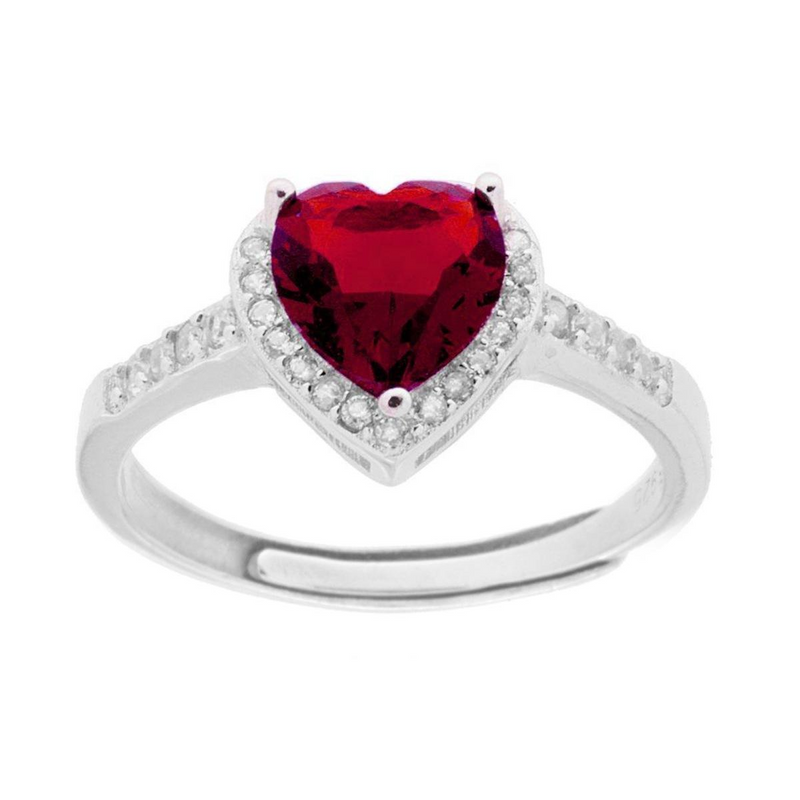 White Zircon Heart Ring - Elegant