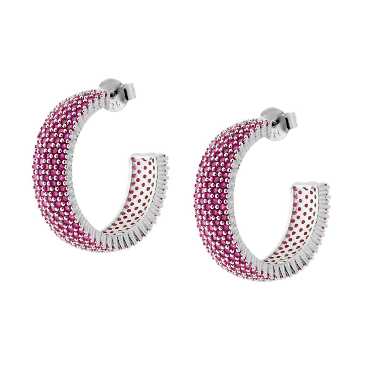 Orecchini Cerchio Luxury Rubino, in Argento S925