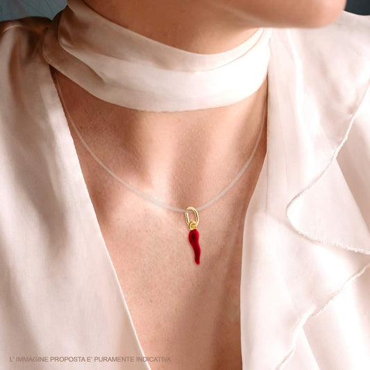 Ciondolo Corno Rosso 18mm, in Argento 925