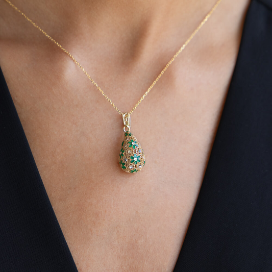 Ciondolo Goccia, Preziosa, in Filigrana, Argento 925 e Bagno in Oro