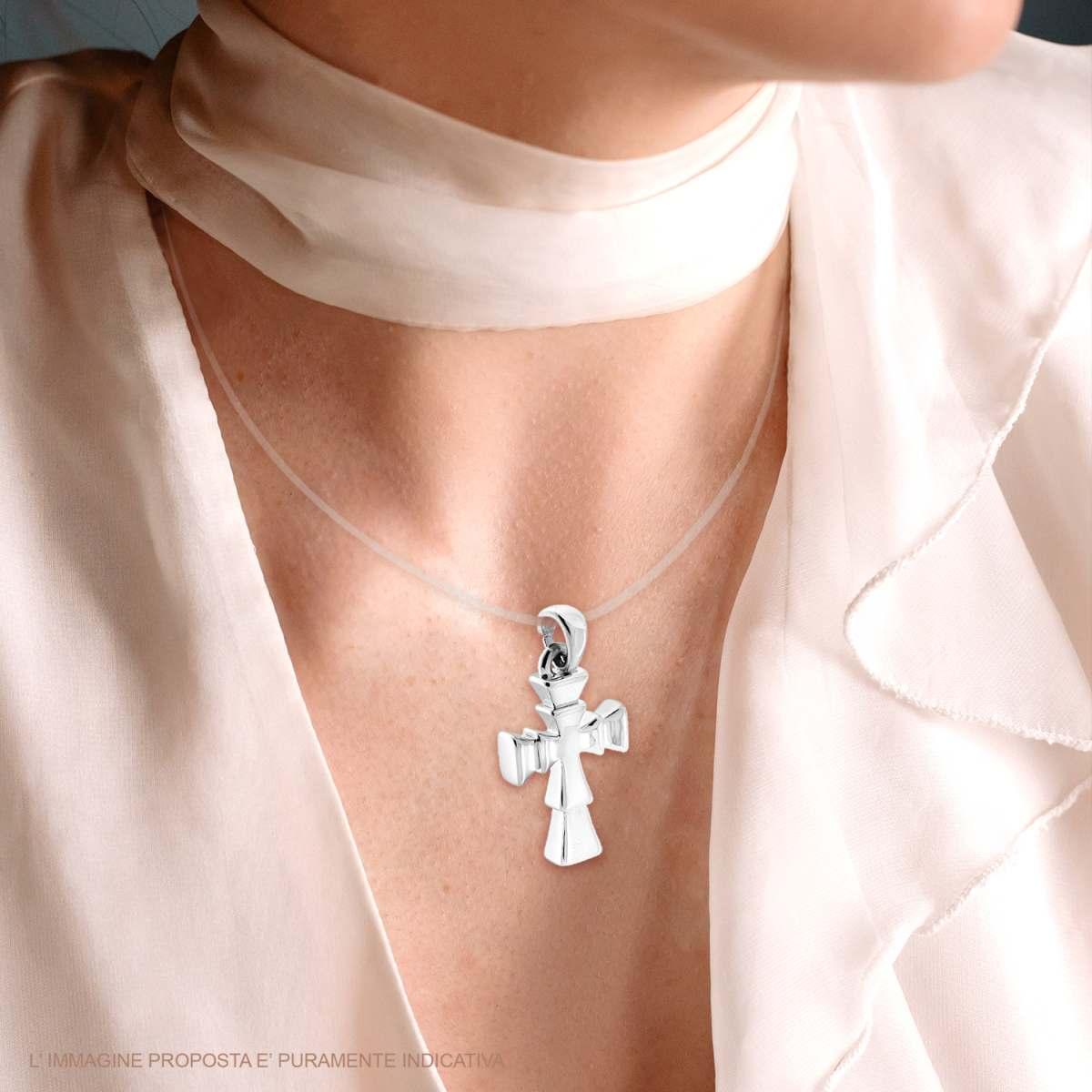 Sparkling Green and White Cross Pendant – in 925 Sterling Silver