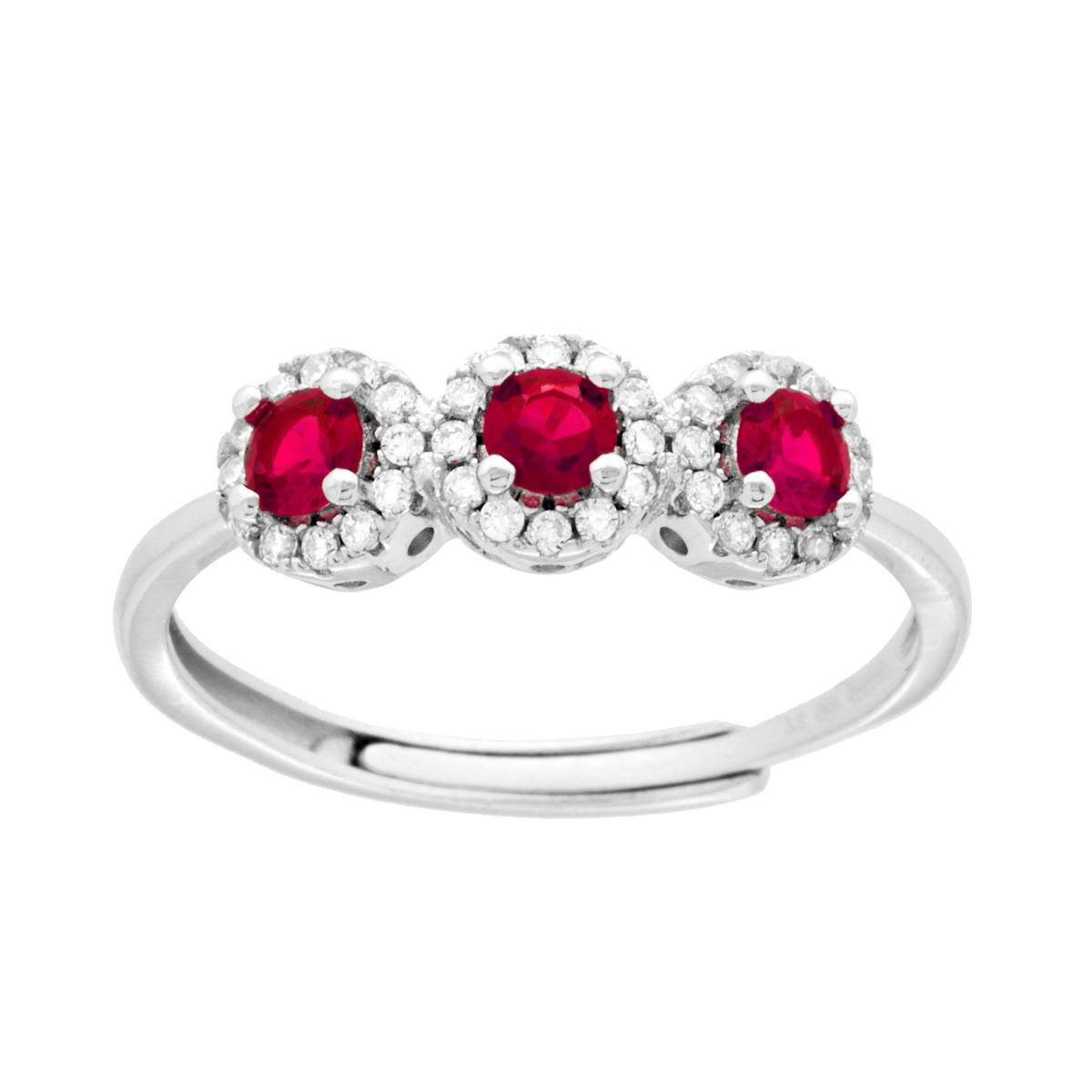Anello Trilogy Ruby, in ARGENTO S925