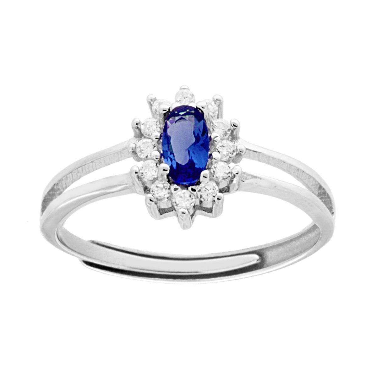Anello Solitatio con Zircone Ovale, in ARGENTO S925