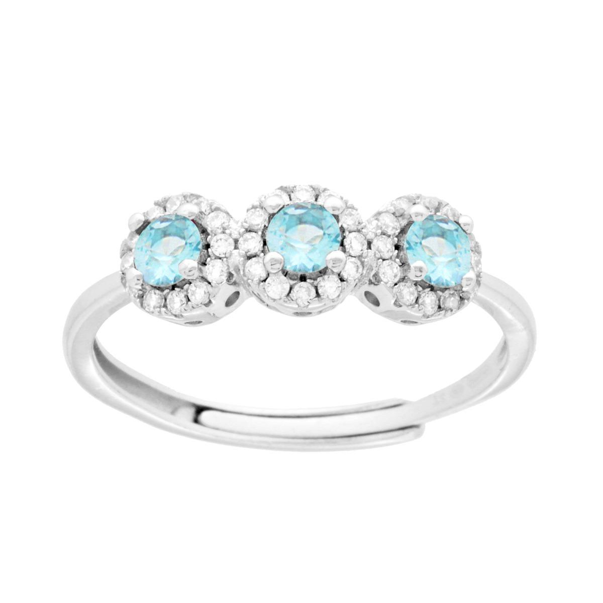 Anello Trilogy Rosette Azzurre, in ARGENTO S925