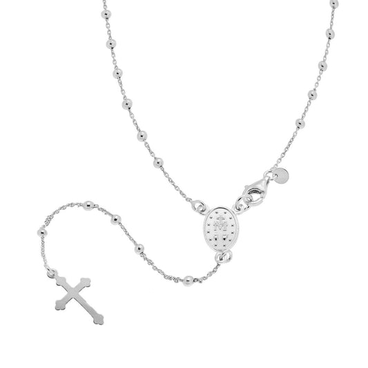 Collana Rosario cm 60 con Grani a pallina, UNISEX, Argento s925
