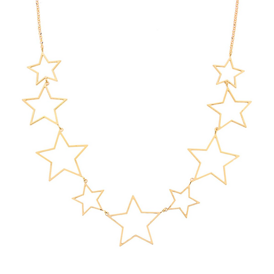 Collana in oro con ciondoli a forma di stelle.