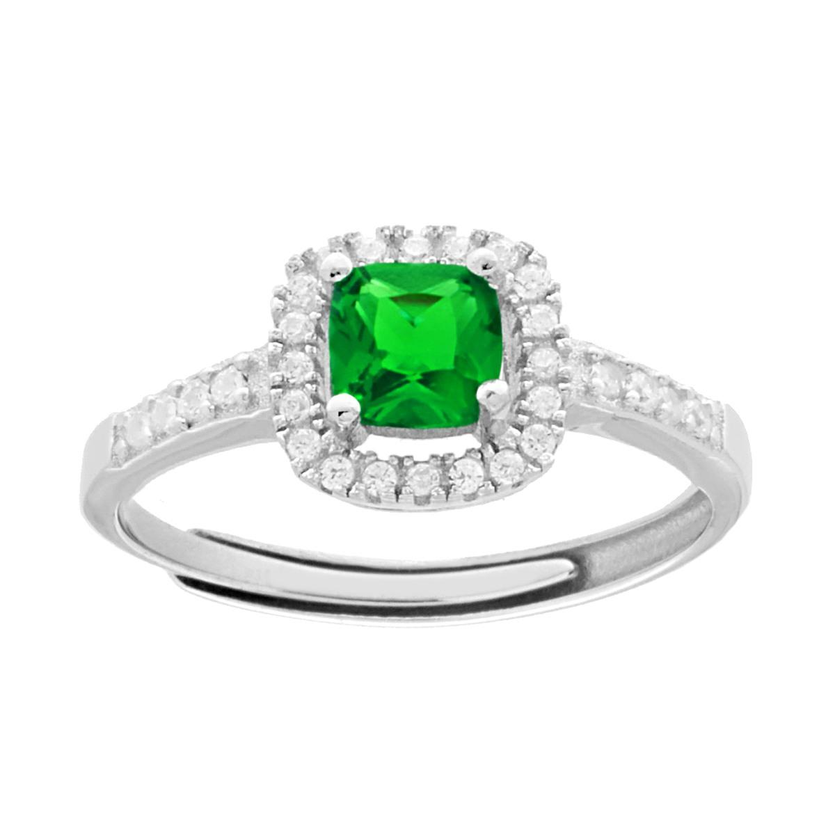 Anello Solitario Argento 925 Zircone Quadrato Regolabile