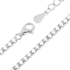 Tennis Choker Necklace, 2.3mm ADJUSTABLE Degradè, 925 Silver with Zirconia