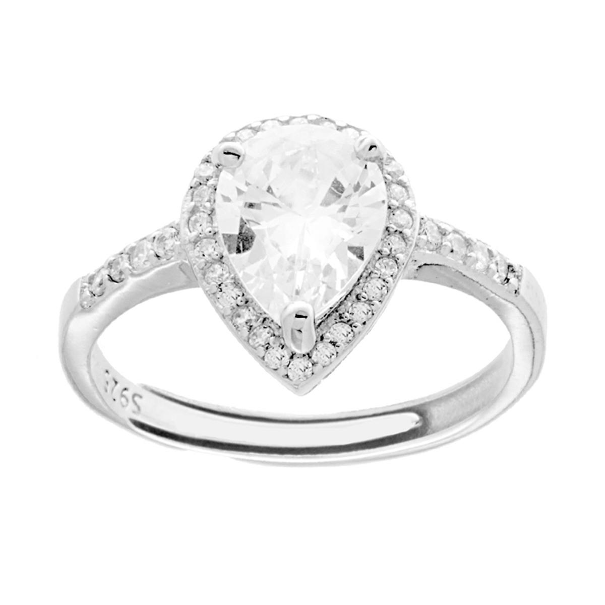 Women's Ring 925 Silver with Rectangular Zircons
