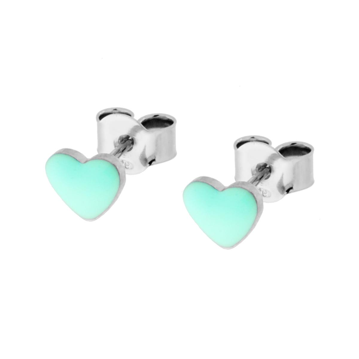 Orecchini cuore Verde Mare, Argento S925