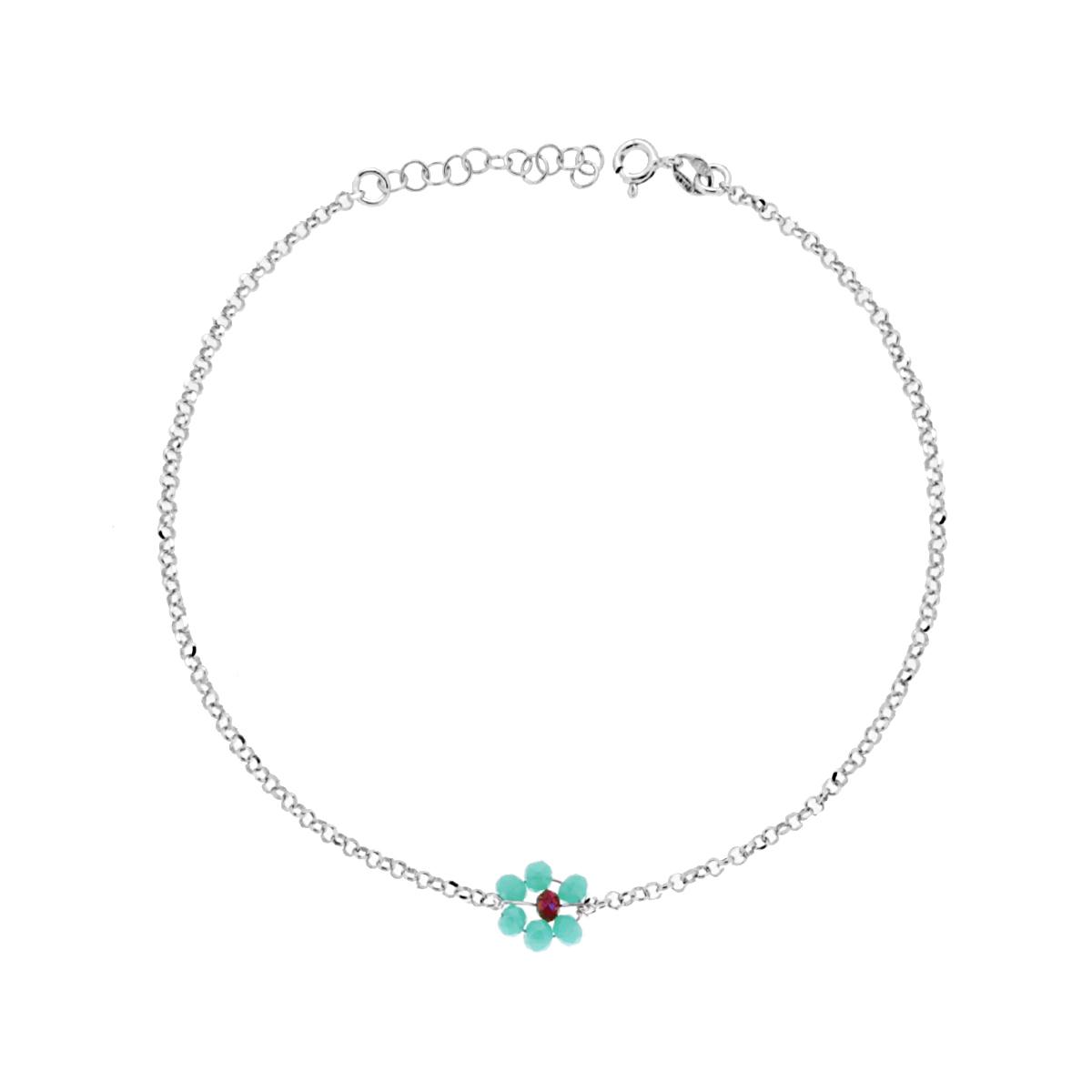 Diamond Flower Anklet, S925 Silver