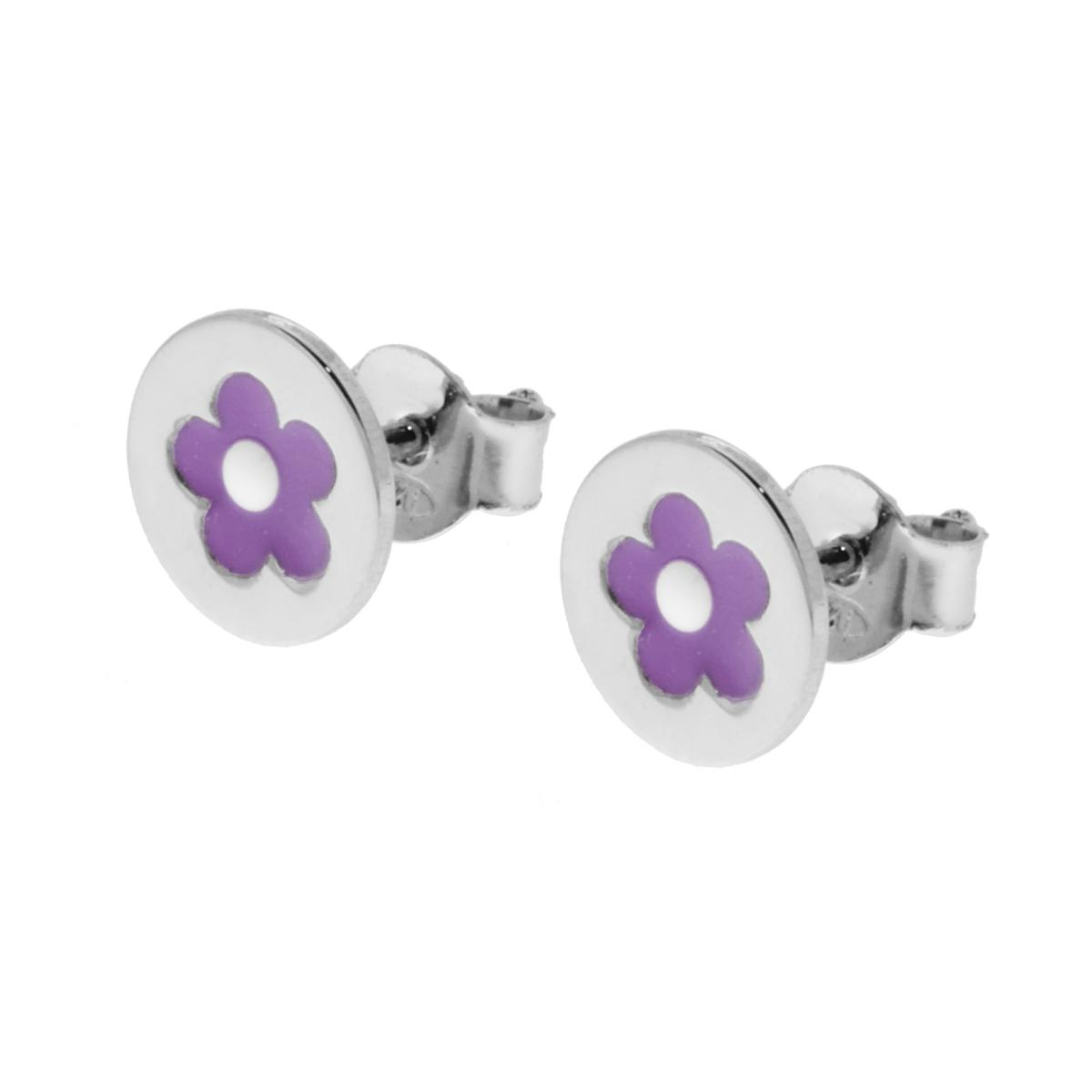 Orecchini Fiore Viola, Argento S925