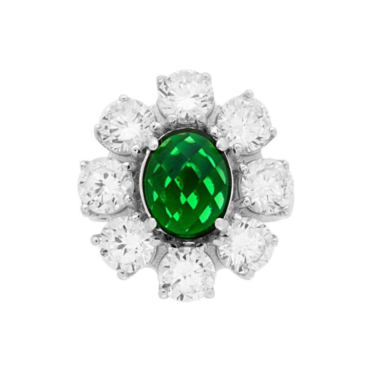 Anello Margherita Grande Verde - in Argento 925