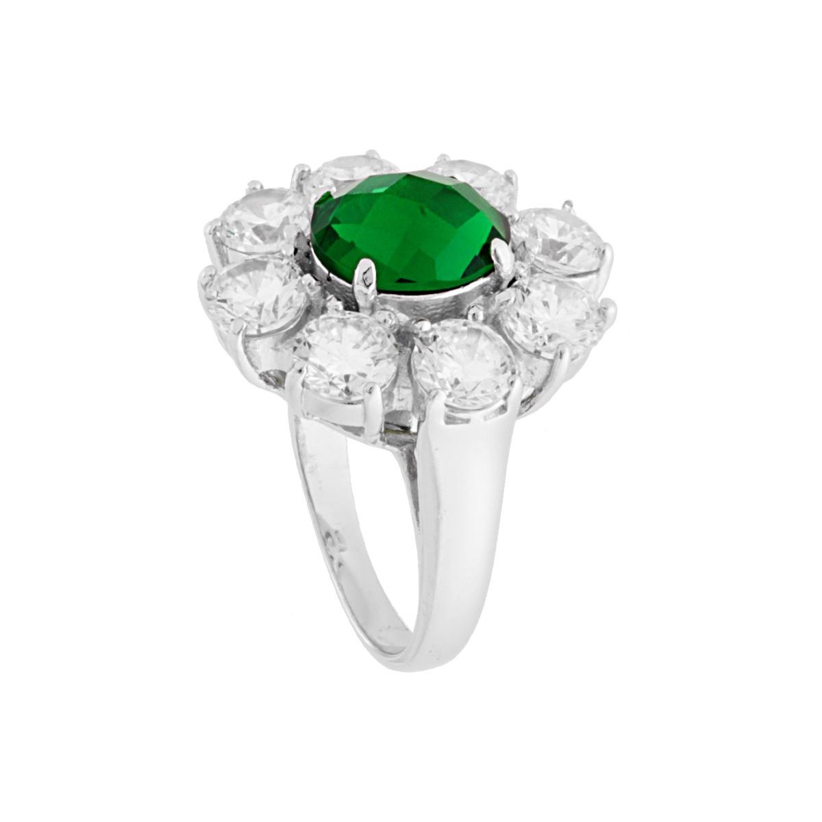 Anello Margherita Grande Verde - in Argento 925
