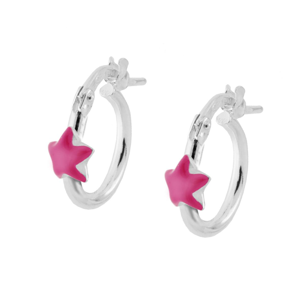 Orecchini Cerchio con Stellina, Argento S925