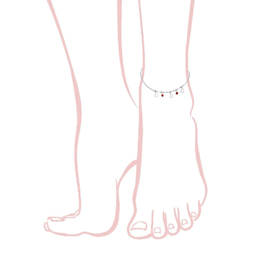 925 Silver Anklet with Marine Charms