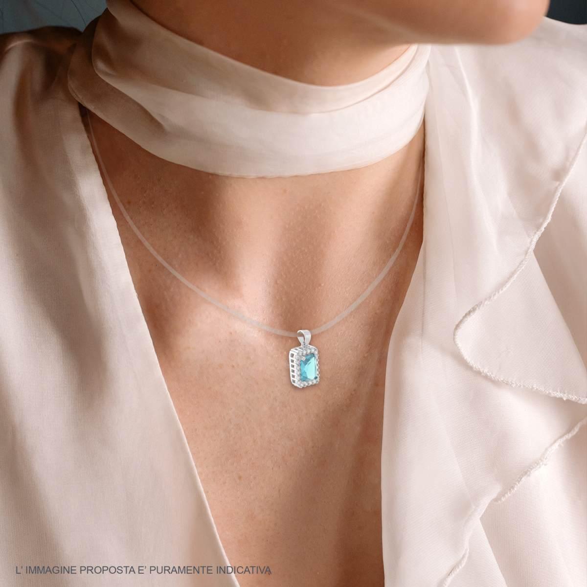 Kate Square Pendant Light Blue, in S925 Silver