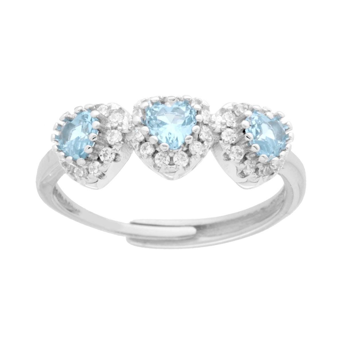 Anello Trilogy Cuori Acquamarina, in ARGENTO S925