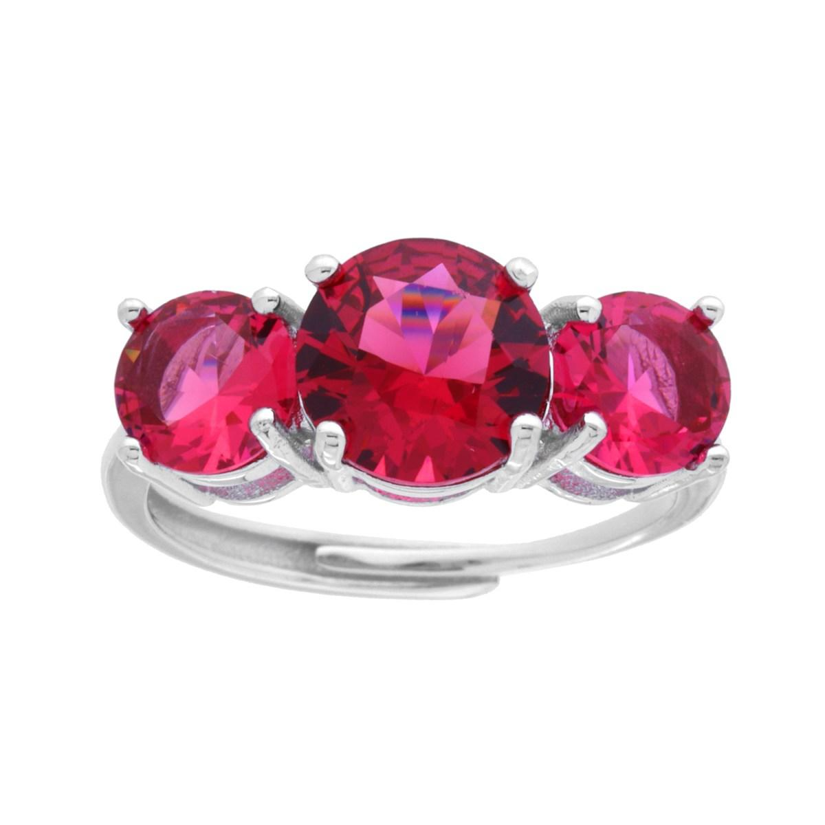 Anello Trilogy Big Ruby, in ARGENTO S925