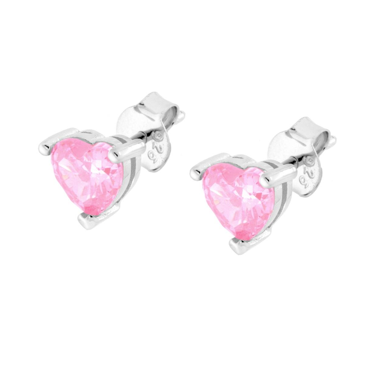 Heart Stud Earrings - in S925 Silver and Zircons