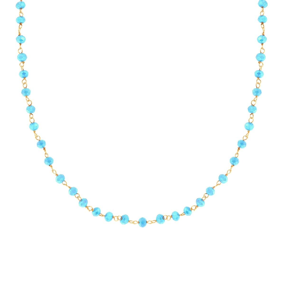Collana girocollo con perle sfaccettate in color turchese e catena in oro giallo.