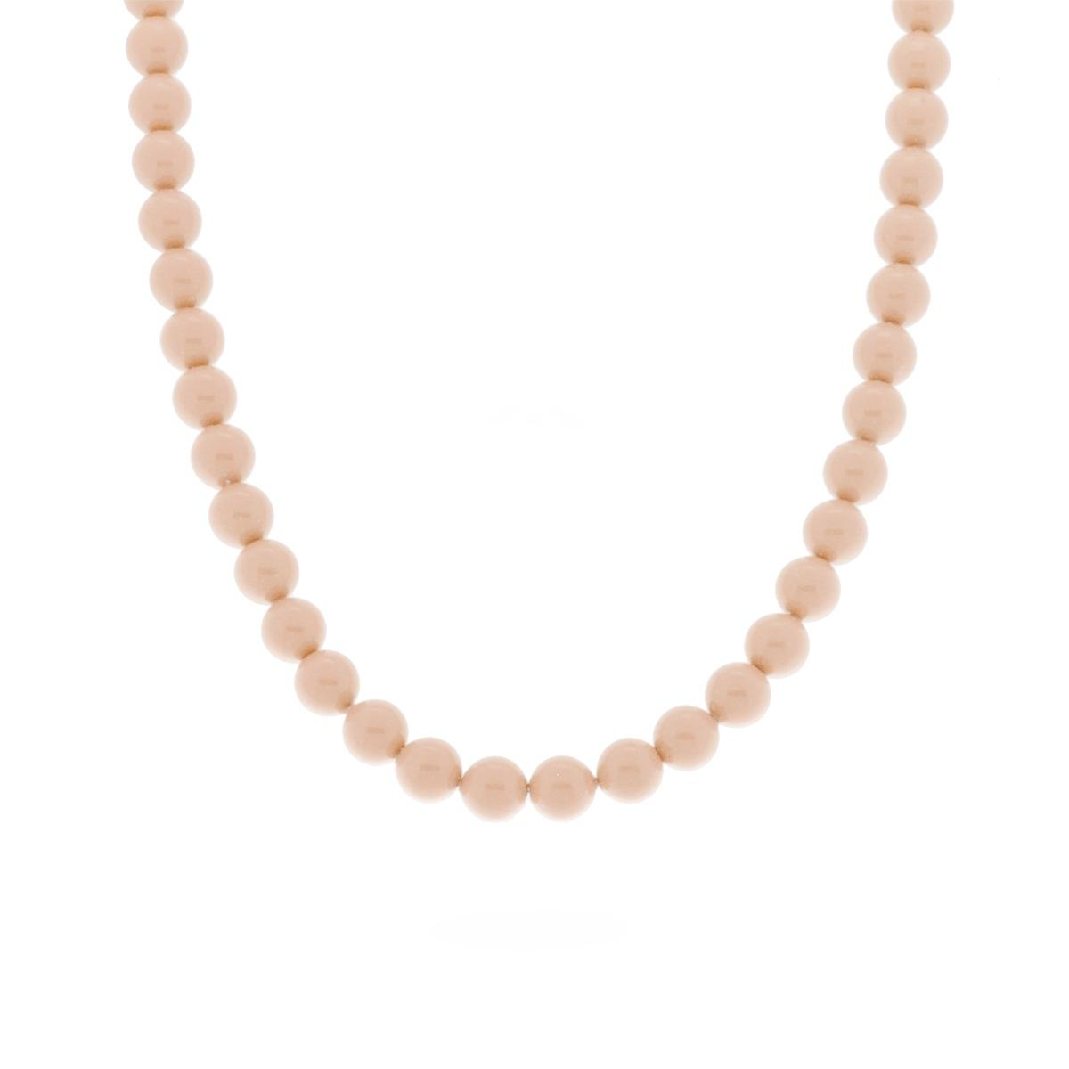 Collana Filo di Perle color Corallo Rosa 6mm, Argento S925