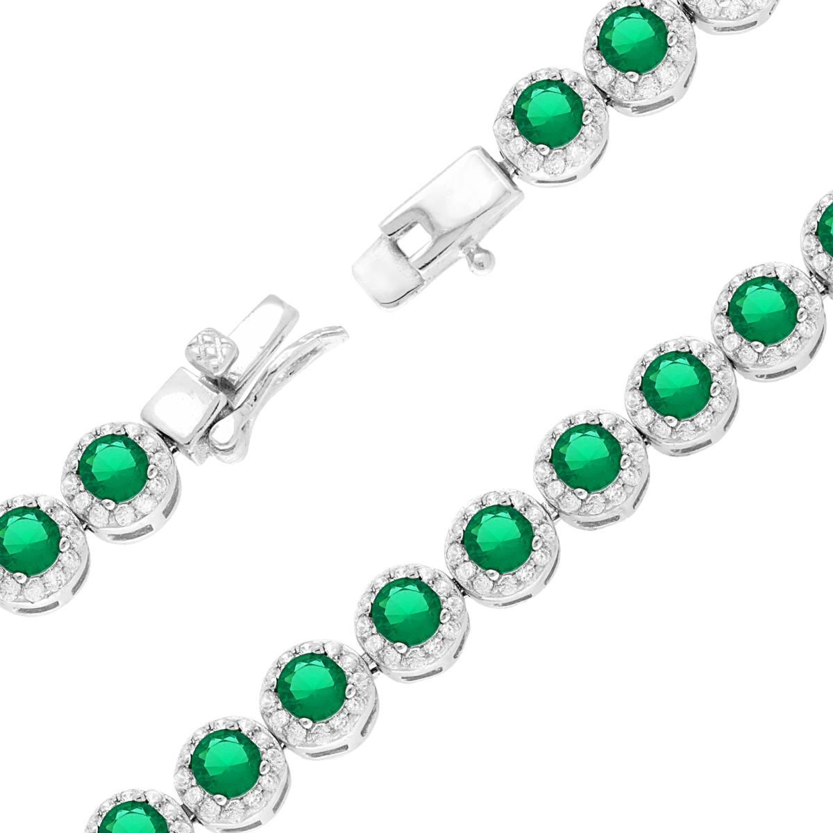 Bracciale in argento sterling con zirconi bianchi e verdi a raggiera
