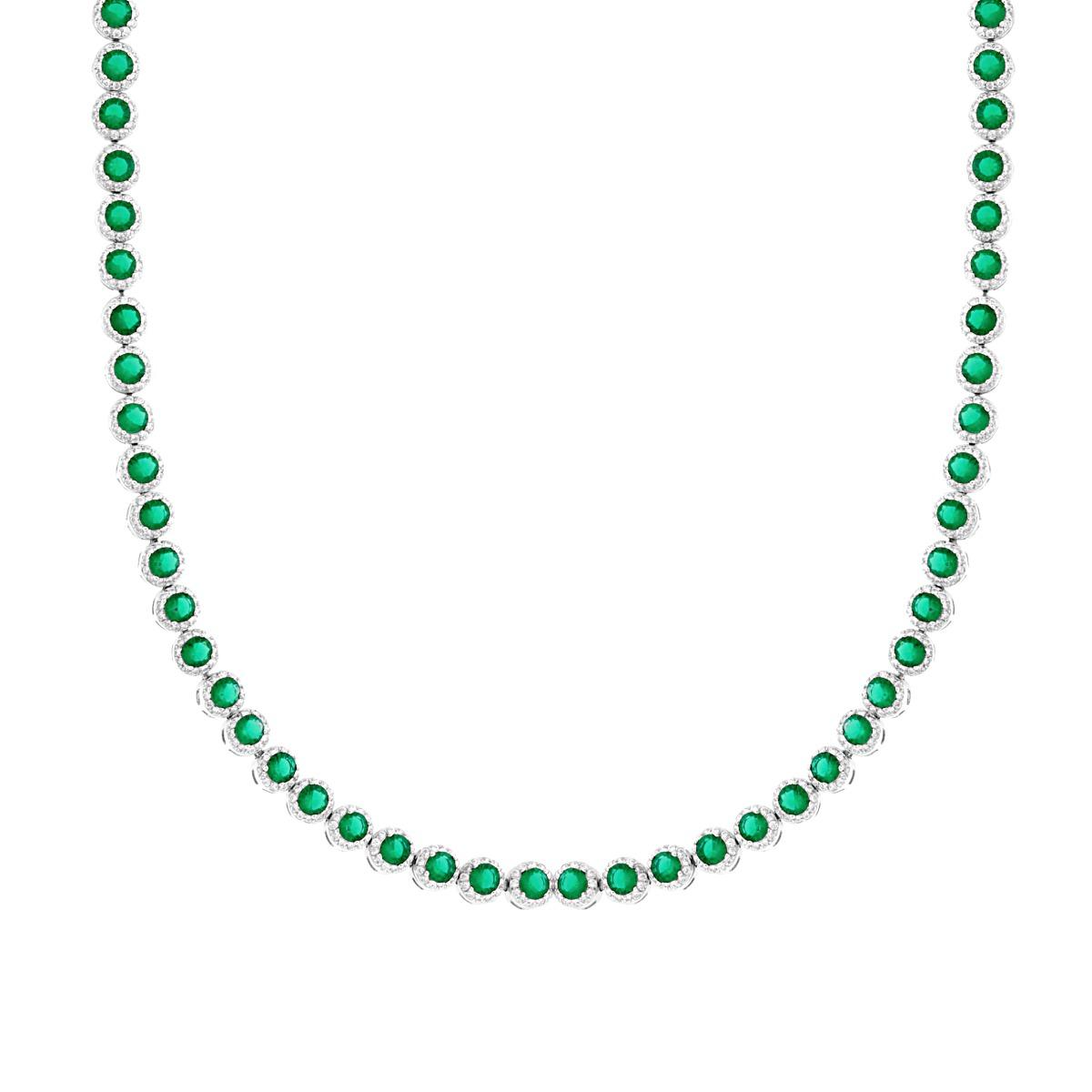 Collana di smeraldi e tennis in oro bianco 14K