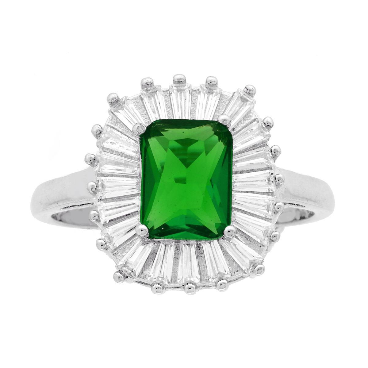 Anello rettangolare Verde, in Argento 925