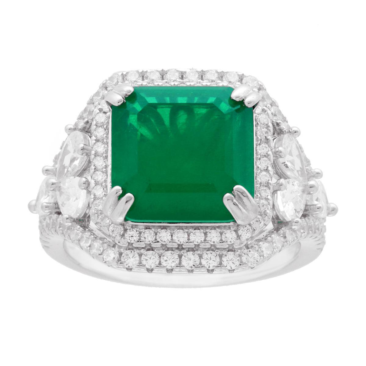 Anello Smeraldo Quadrato, in ARGENTO S925