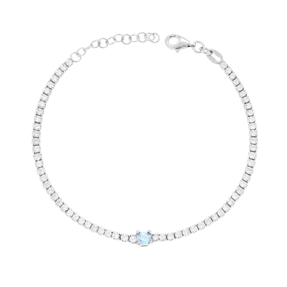 Bracciale in argento con catena di zirconi e pietra lunare centrale.