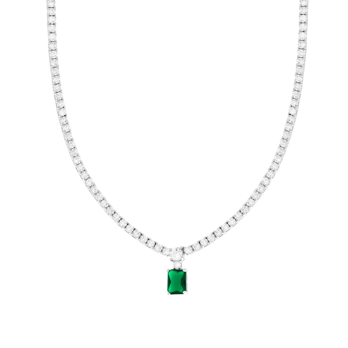 Girocollo tennis con smeraldo e diamante