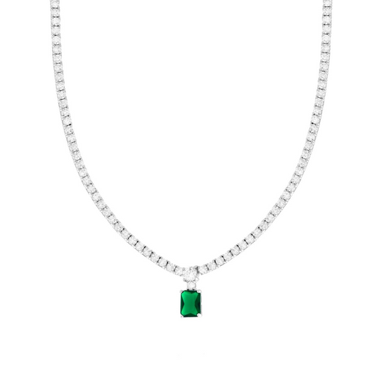 Girocollo tennis con smeraldo e diamante