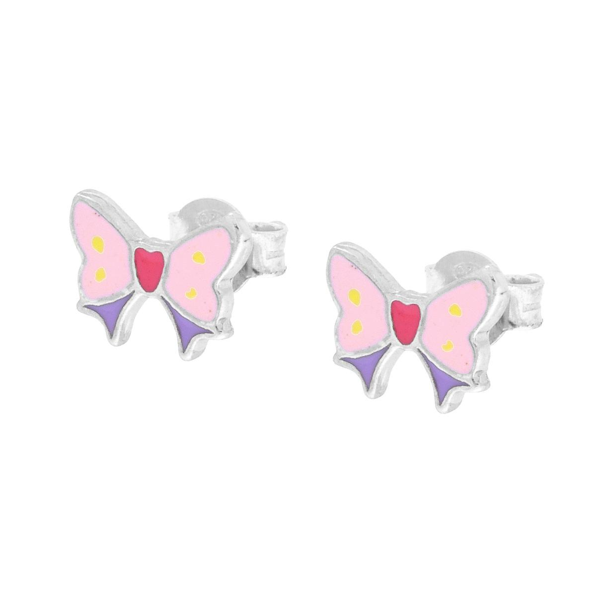 Orecchini Fiocco Rosa, Argento S925