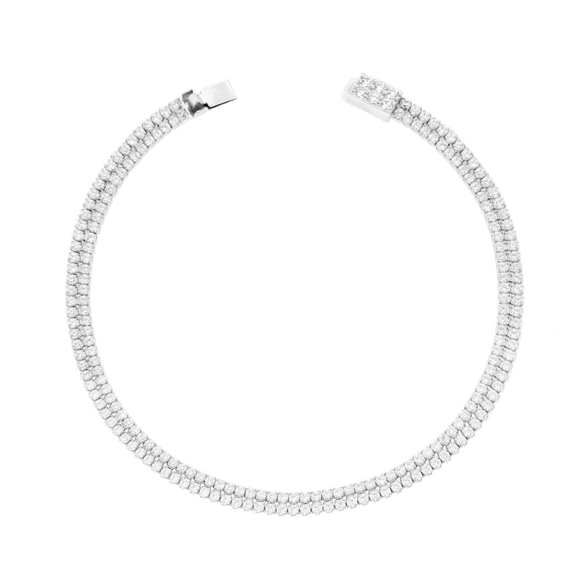 Bracciale Tennis Bianco 2 File, in Argento S925