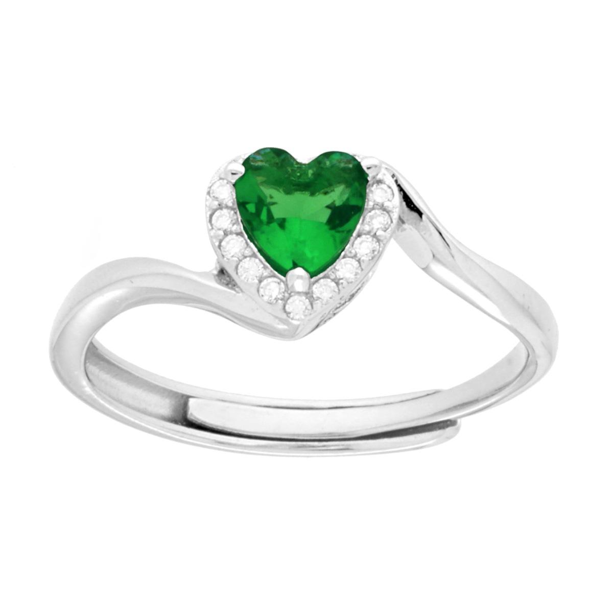 Anello Cuore con Zirconi Bianchi Regolabile