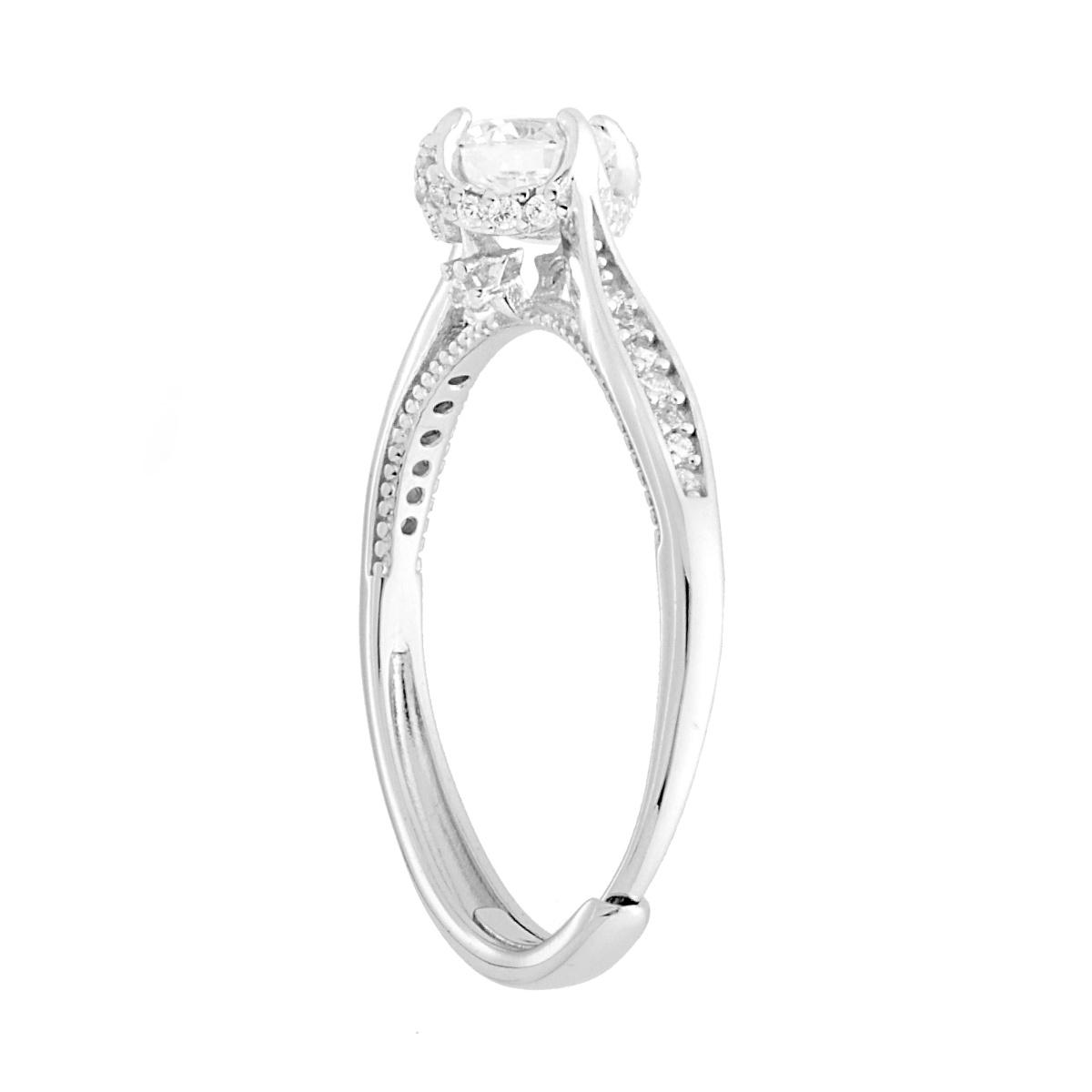 Anello Solitario Modello Corona Bianco, in ARGENTO S925