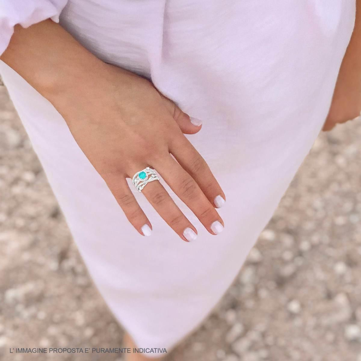 Anello Fascia con Tormalina Paraiba, in ARGENTO S925