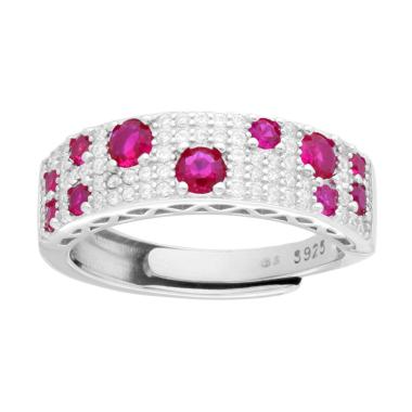 Anello regolabile in argento 925 con rubini e zirconi.