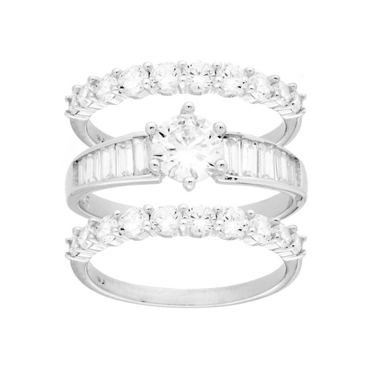 Parure di anelli in argento con zirconi
