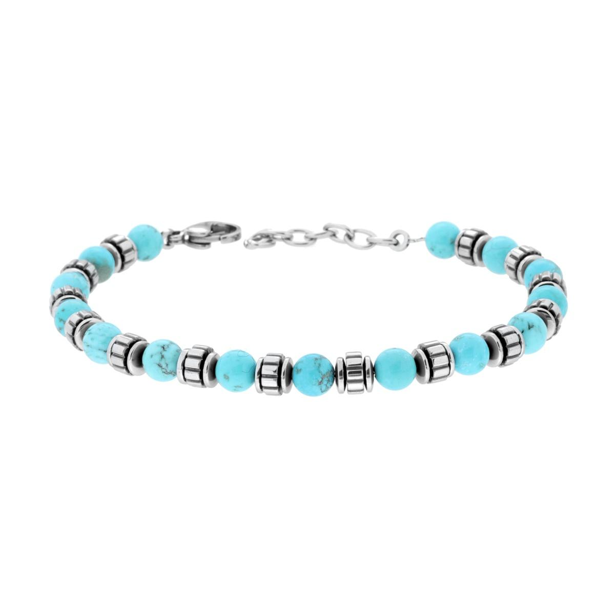 Bracciale Palline Turchese, in Acciaio Inox
