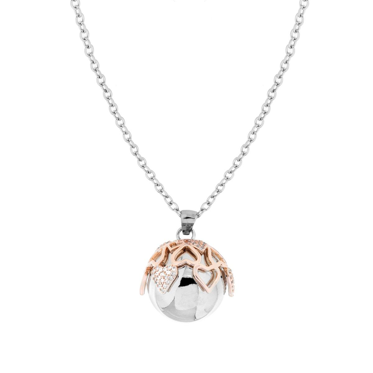 Collana lunga Chiama Angeli Cupola di Cuori, Acciaio Inox