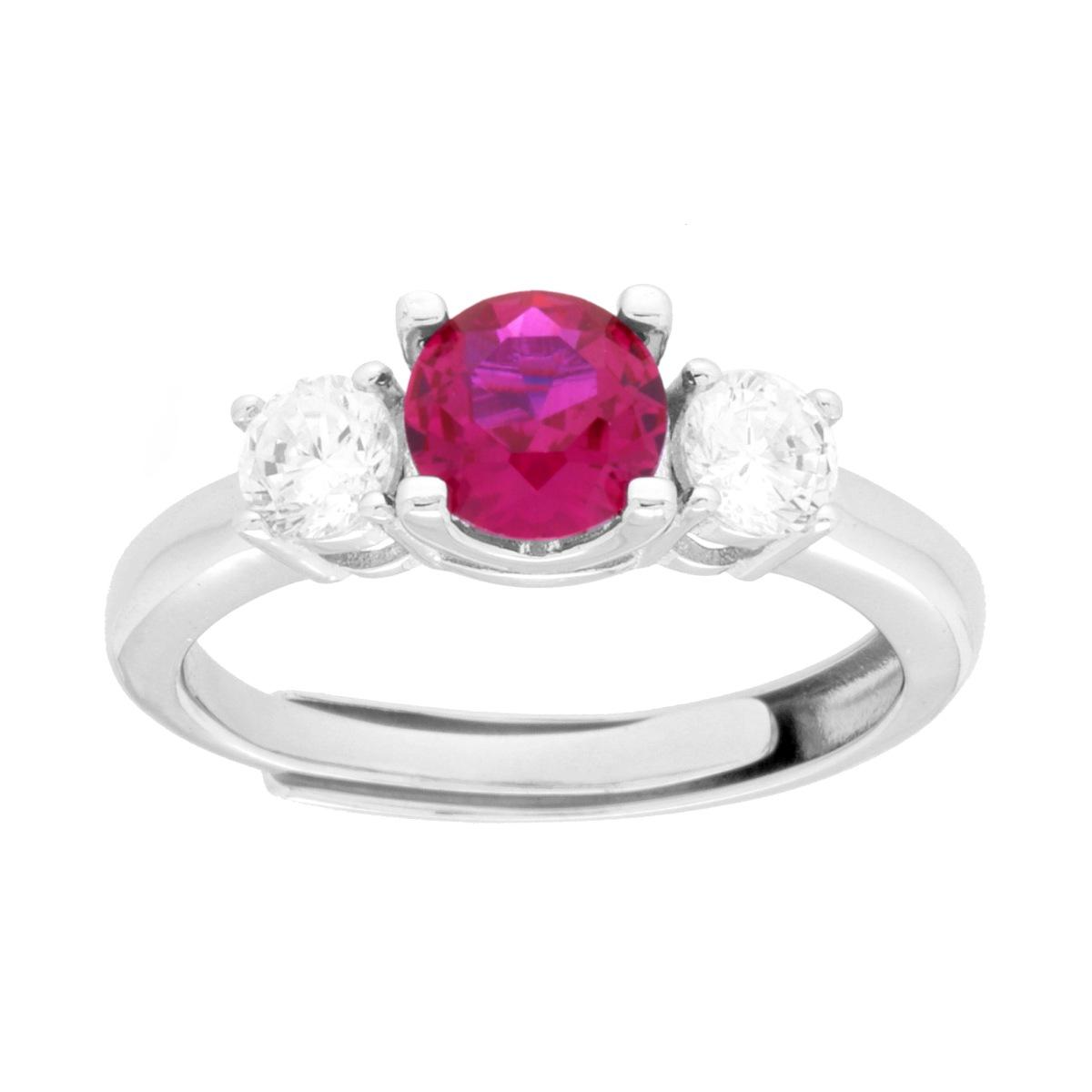 Anello Trilogy Ruby e Bianco, in ARGENTO S925