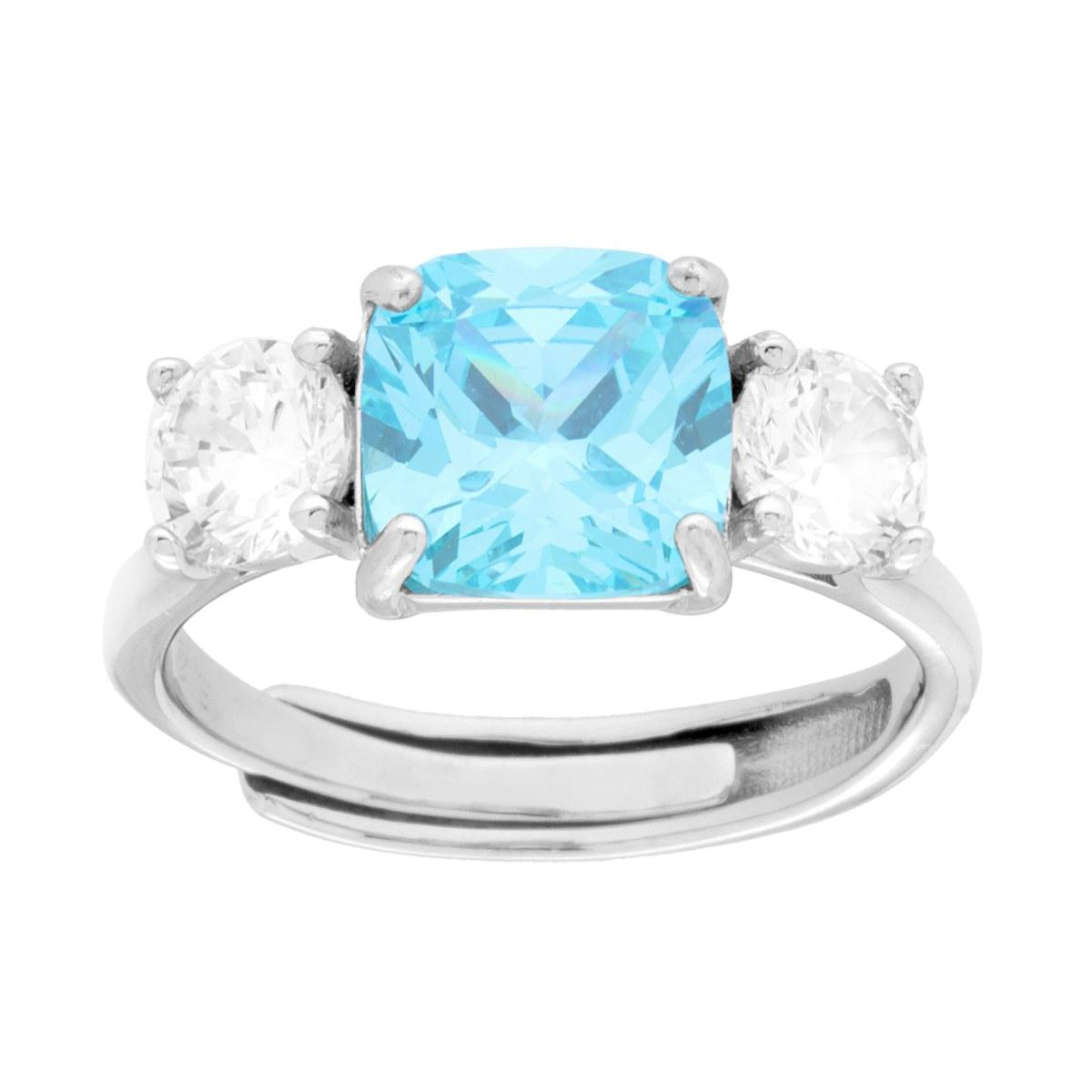 Anello Trilogy Acquamarina Quadrato, in ARGENTO S925