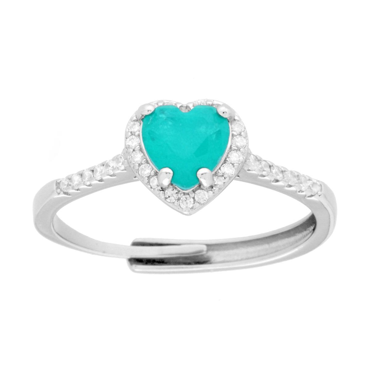 Anello Cuore Paraiba, in ARGENTO S925