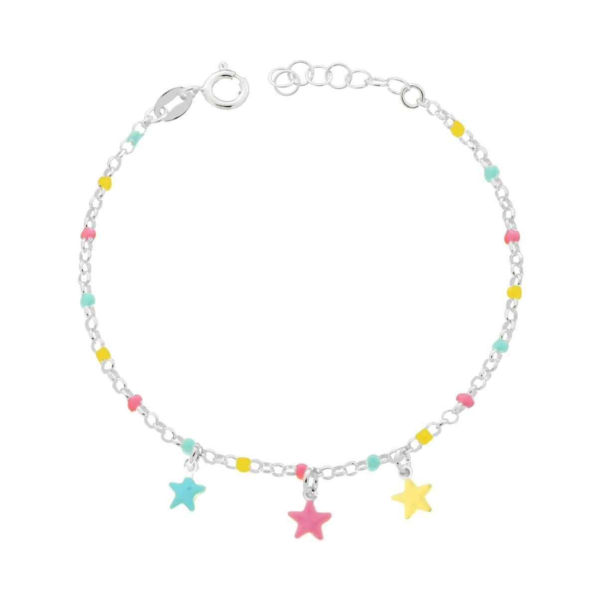 Braccialetto Stelle colorate, Argento S925