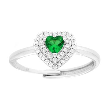 Anello Cuore Acquamarina e Zirconi Regolabile