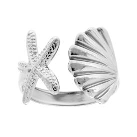 Contrarie Ring with Sea Shell and Starfish Sea Accessories, in STAINLESS steel