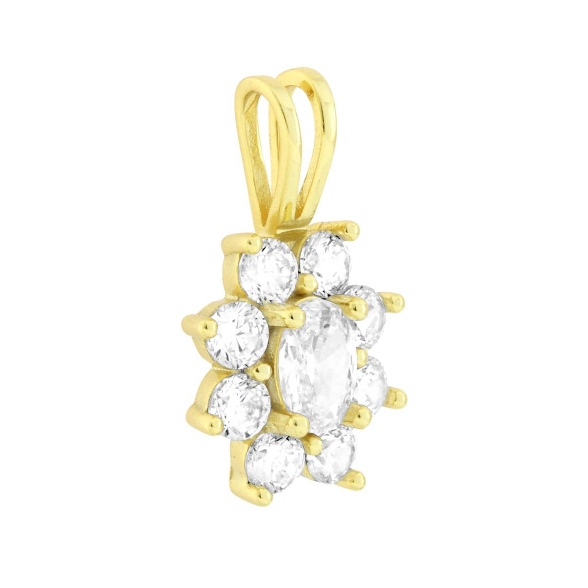 Parure Set Orecchini e Ciondolo Fiore Bianco GOLD, Argento s925